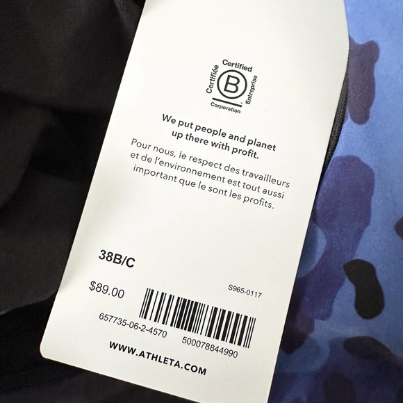 Athleta NWT Blue Camo Maldives High Neck Beach Swim Tankini Top Only 38 B/C - Picture 4 of 11